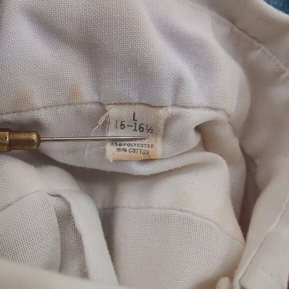 Vintage Mens Large Oxford Shirt 1970's Button-Up Lazy Dad Lawyer Distressed 16.5 - Picture 7 of 7